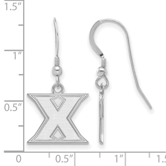 Sterling Silver Xavier University Small Dangle Earrings - Picture 2 of 3